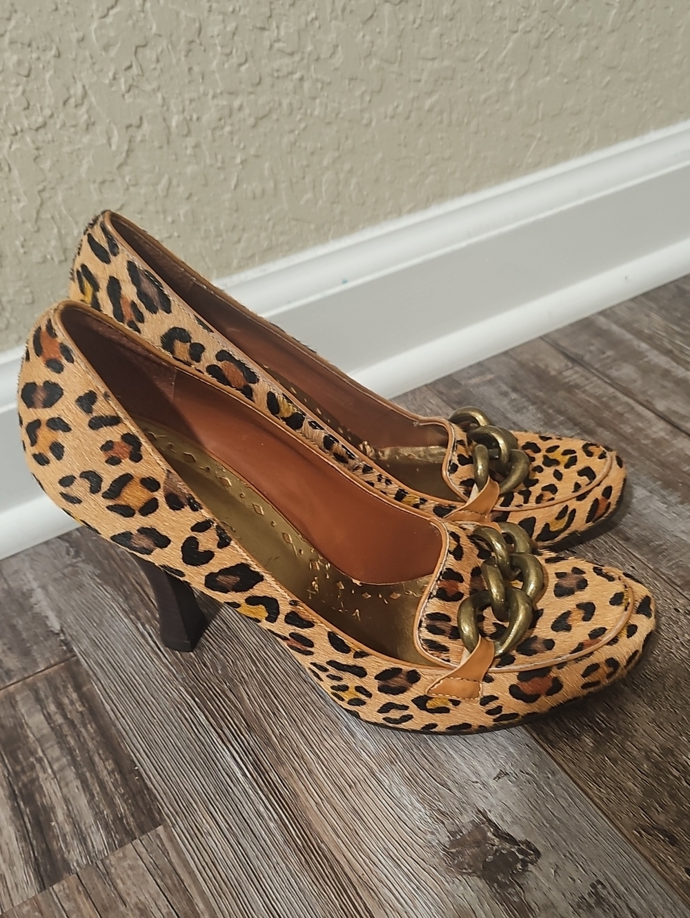 Bcb Girls Leopard Print Chain Accent Women’s High Heels - Tan/Black